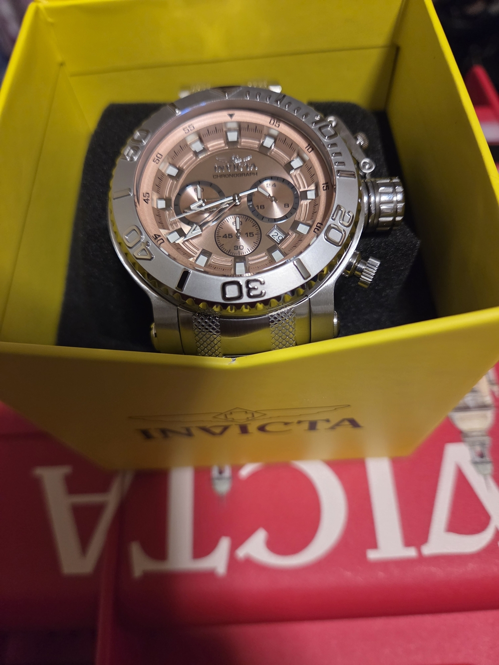 Invicta Coalition Forces Men’s Stainless Steel Chronograph Watch – Pink Dial